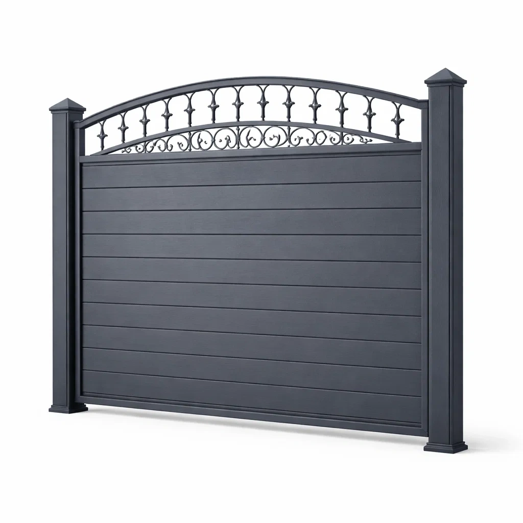 Barandilla gris oscuro con panel solido-spacecraftfurn