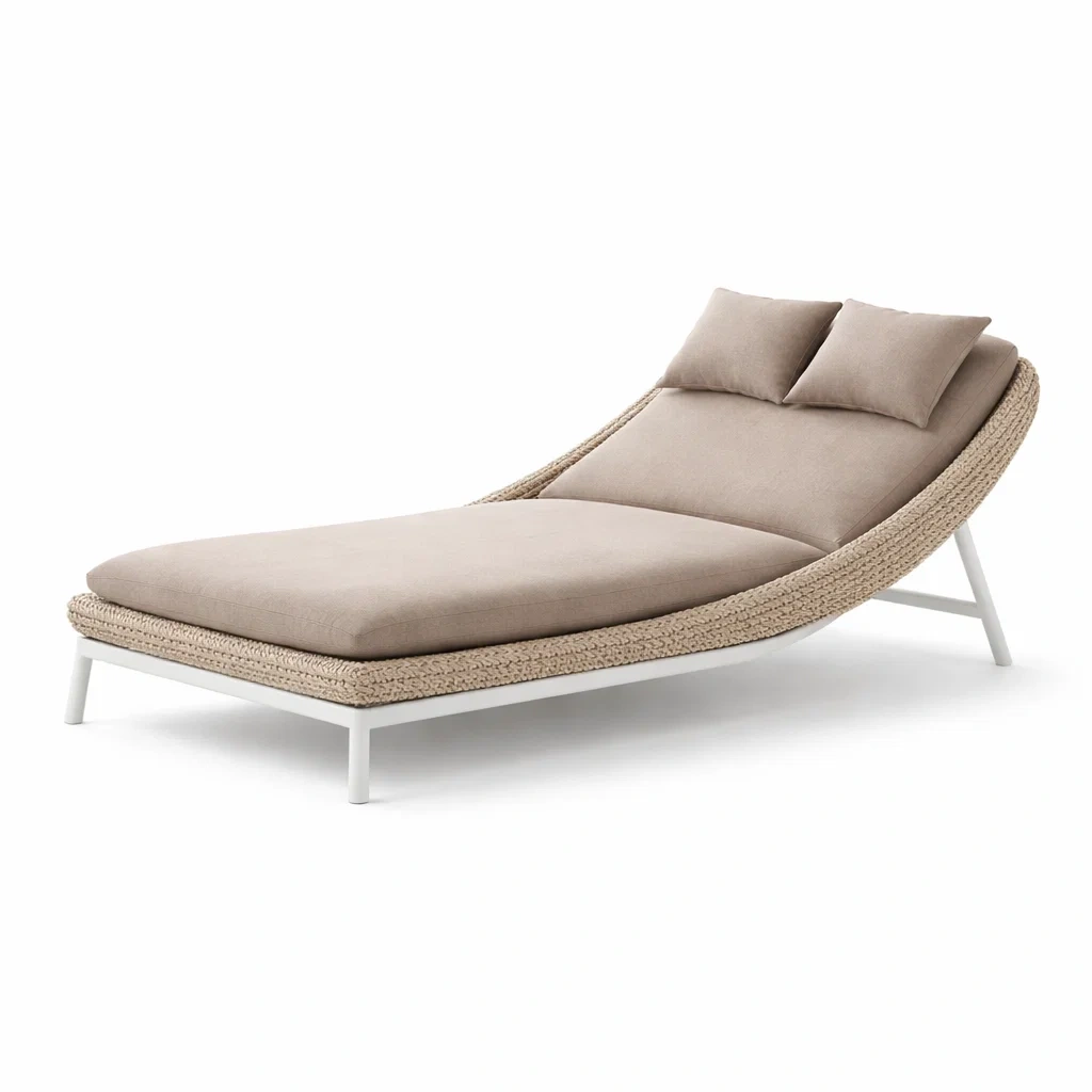 Tumbona exterior beige con estructura blanca-spacecraftfurn