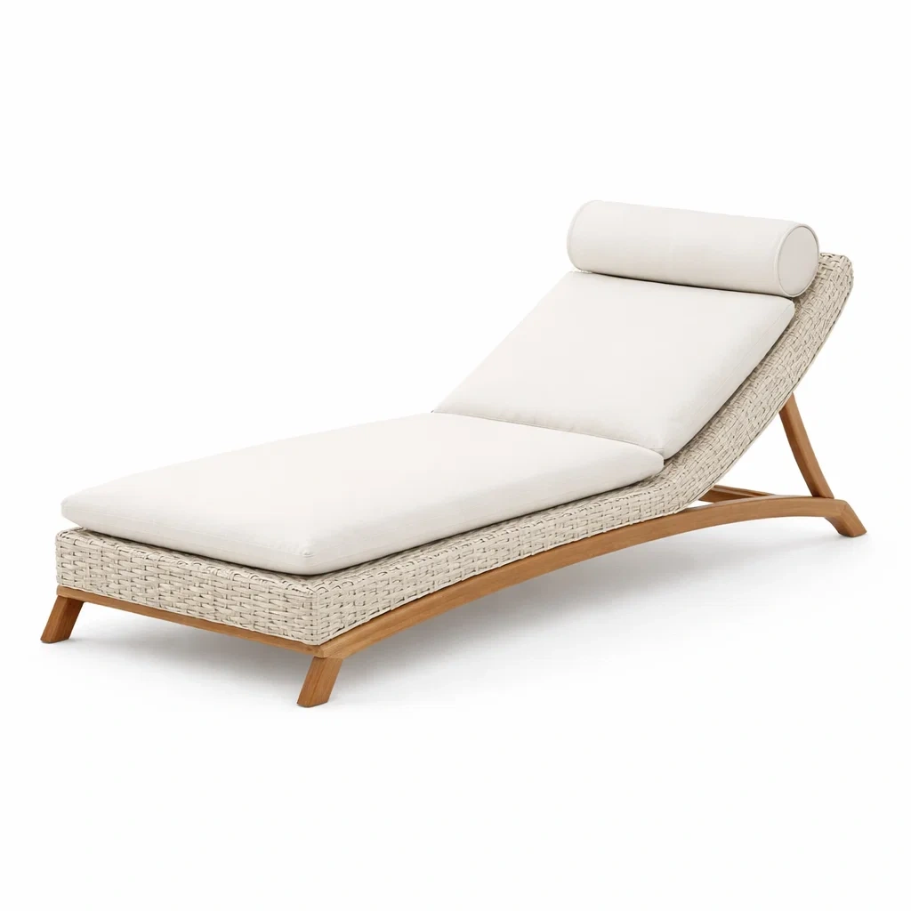 Tumbona exterior blanco natural con base madera-spacecraftfurn