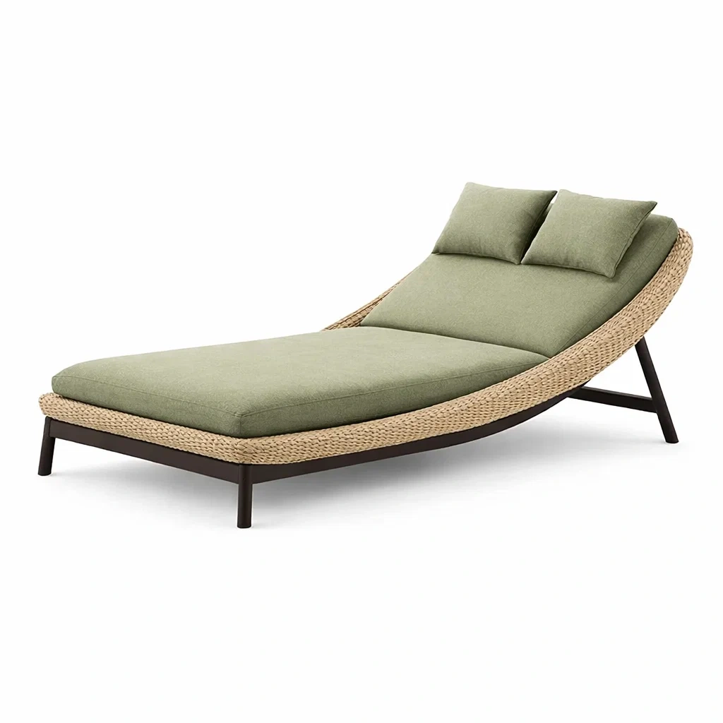 Tumbona exterior verde oliva con estructura oscura-spacecraftfurn