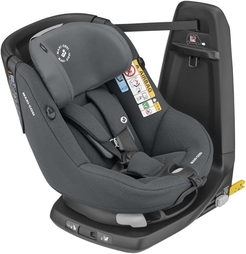 Maxi-Cosi AxissFix i-Size Silla de Coche Giratoria 360° con ISOFIX, Reclinable y a Contramarcha para Bebés de 61-105 cm (4 Meses a 4 Años aprox., Máx. 19 kg), Arnés de 5 Puntos, Color Authentic Graphite-Havenmyhut