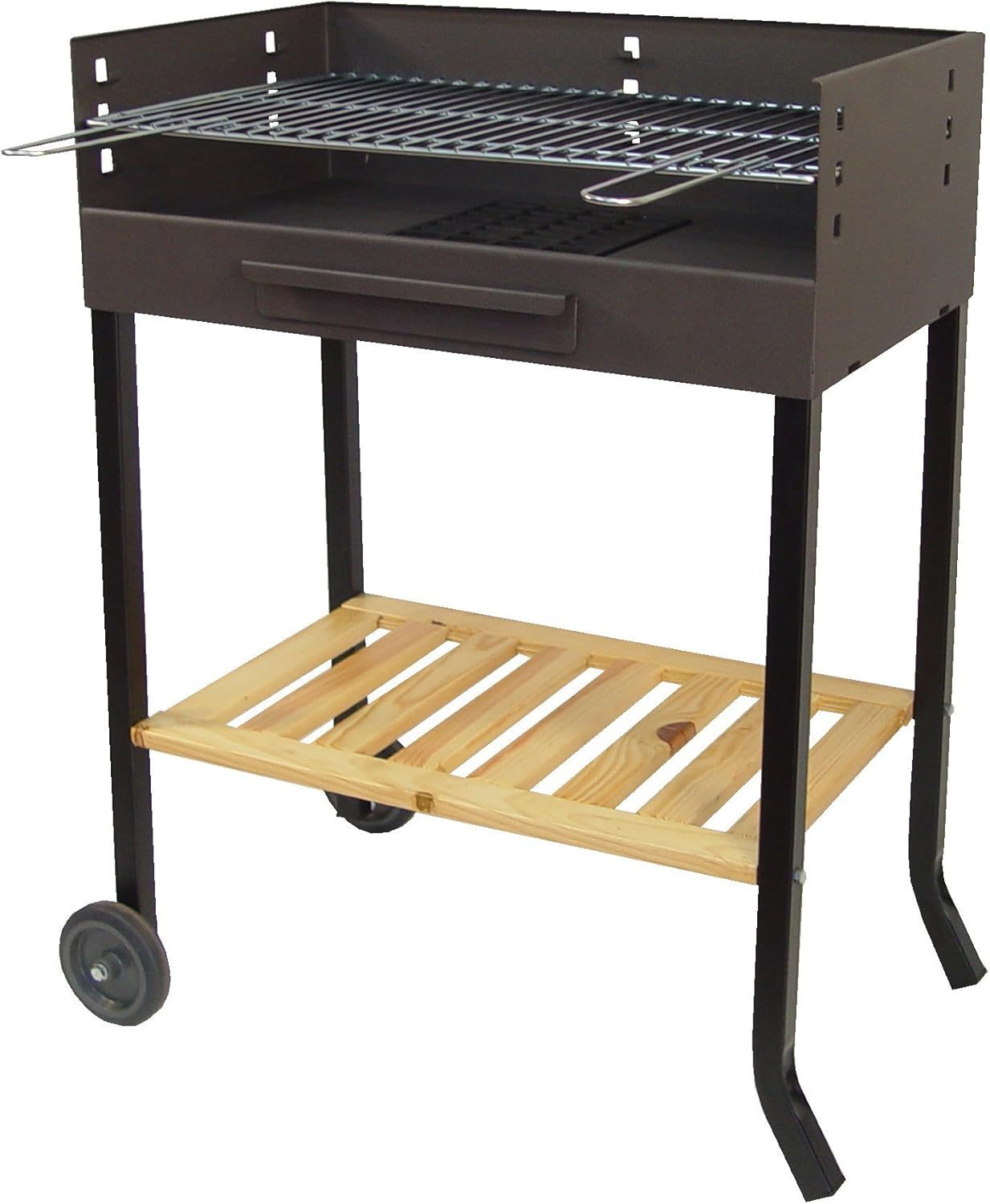 Imex El Zorro 71405 Barbacoa de Carbón con Ruedas y Parrilla de Hierro, Parrilla BBQ de Exterior con Estructura Metálica, 69 x 40 x 92 cm Negra-Havenmyhut