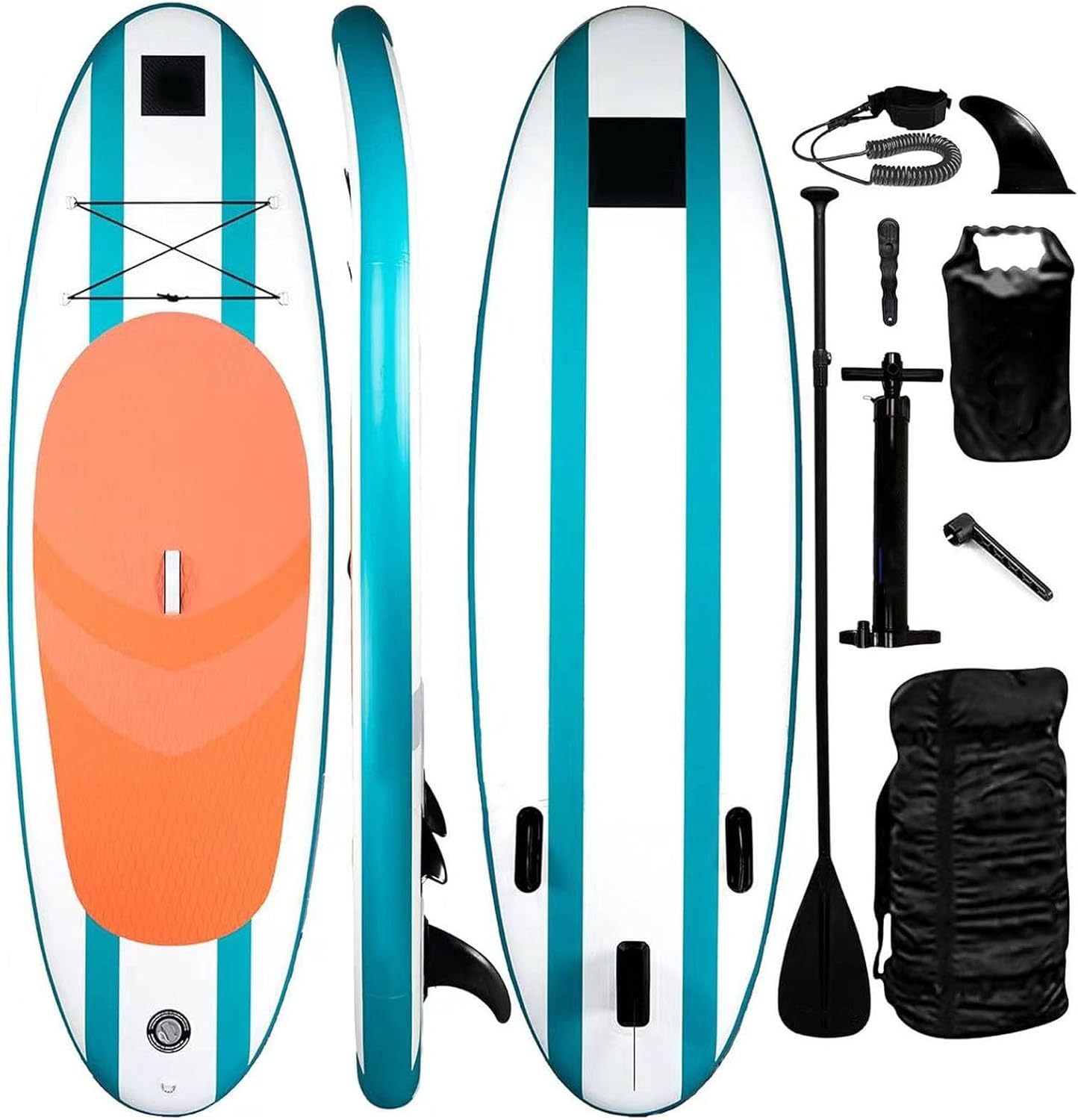 FfiMe Tabla de Paddle Surf Hinchable Extra Ancha con Asiento, SUP Antideslizante Portátil para Adultos y Niños, Tabla de Remo Inflable Estable para Surf y Actividades Acuáticas, Verde-Havenmyhut