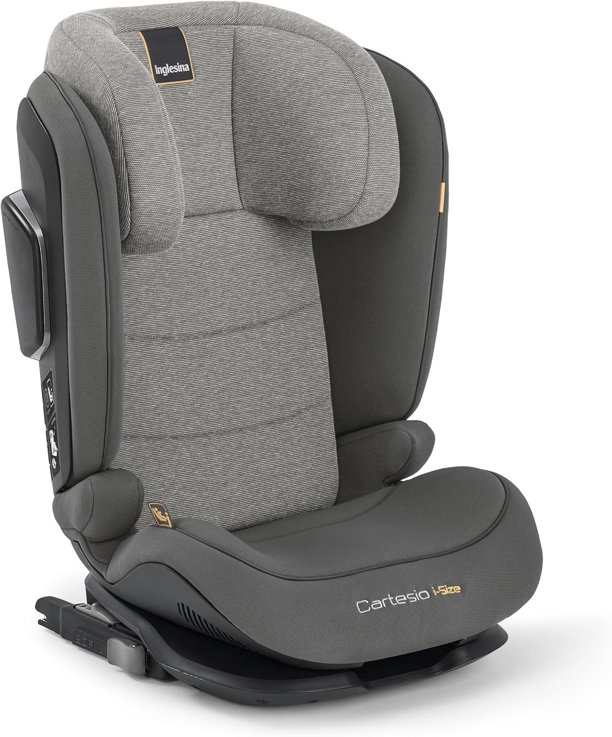 Inglesina Cartesio i-Size Silla de Coche para Niños de 100-150 cm (3 a 12 Años aprox.) con ISOFIX, Reposacabezas Ajustable en 7 Posiciones, Orientación hacia Adelante, Color Stone Grey-Havenmyhut