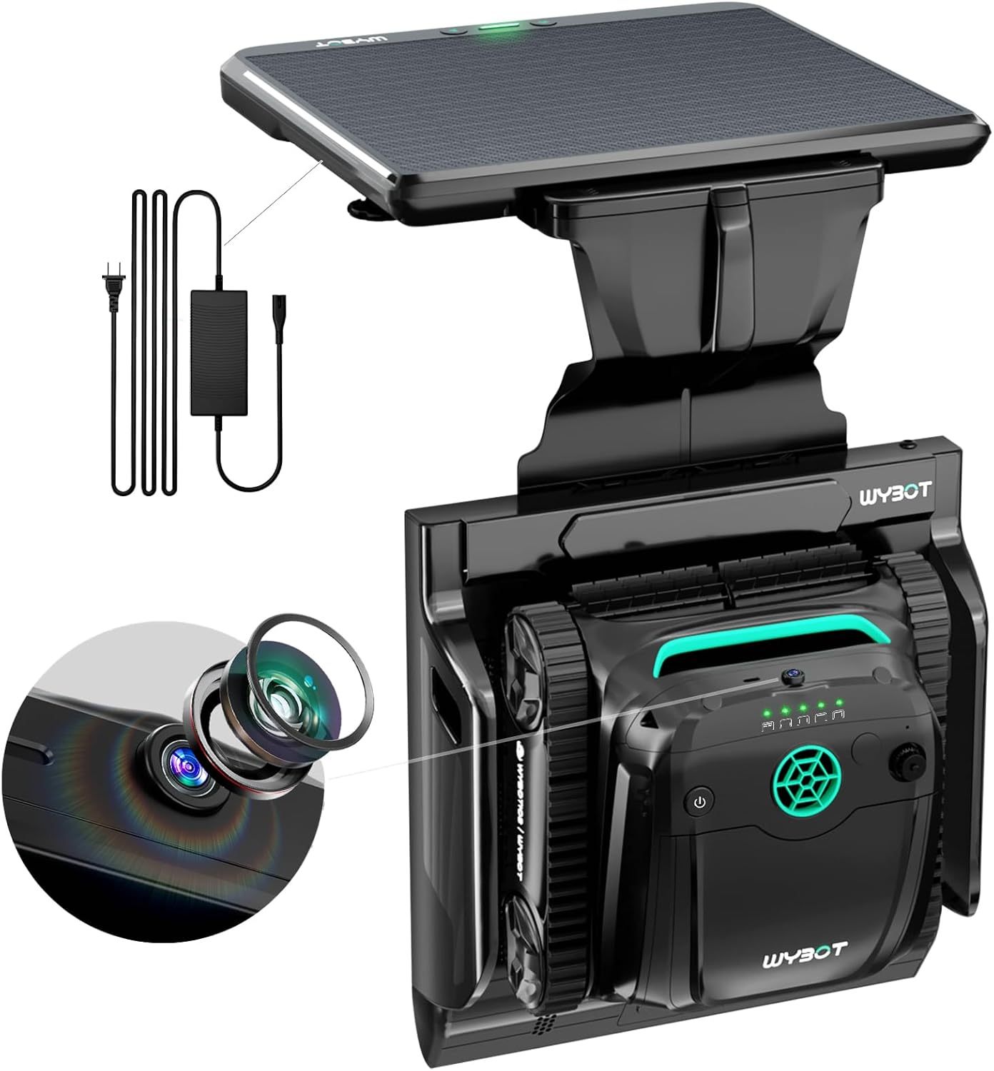 WYBOT S2 Solar Vision Robot Limpiafondos para Piscina con Cámara IA, Carga Solar, Retorno y Carga Automáticos, Limpieza Programada y por Zonas, Sistema de Adsorción 3D, Control por App, Gris-Havenmyhut