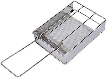 Parrilla de Barbacoa Plegable de Acero Inoxidable, Mini Parrilla Portátil para Pan, Salchichas y Barbacoa al Aire Libre-Havenmyhut