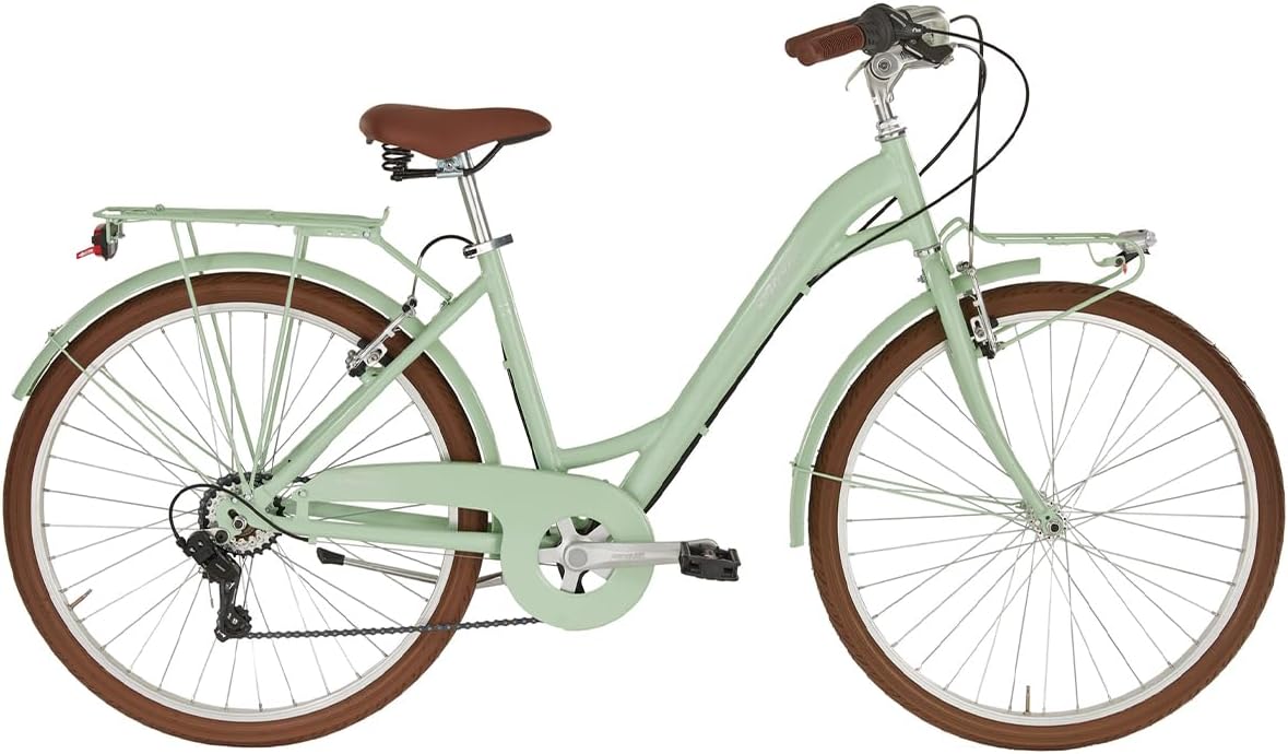 Alpina Bike Dorothy Bicicleta de Trekking para Mujer 26" 6 Velocidades Cuadro de Acero Aleado Diseño Urbano Ligero Color Verde-Havenmyhut