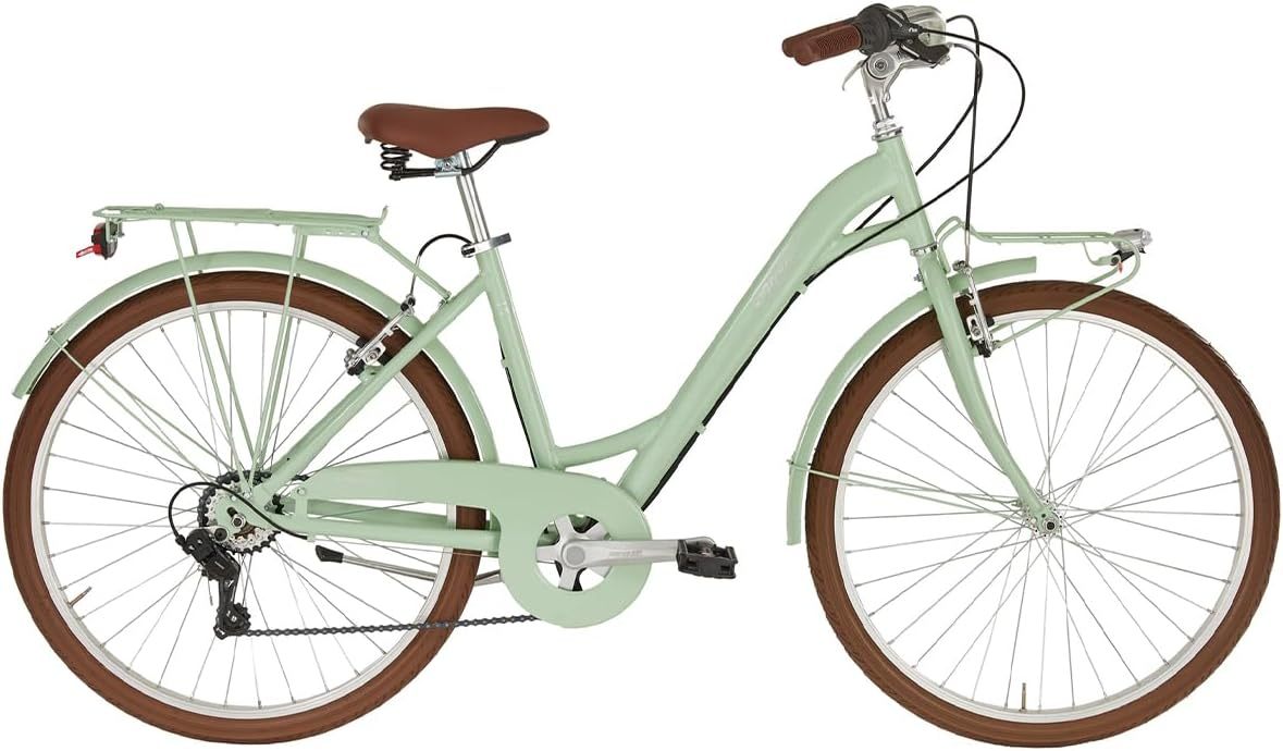 Alpina Bike Dorothy Bicicleta de Trekking para Mujer 26" 6 Velocidades Cuadro de Acero Aleado Diseño Urbano Ligero Color Verde-Havenmyhut