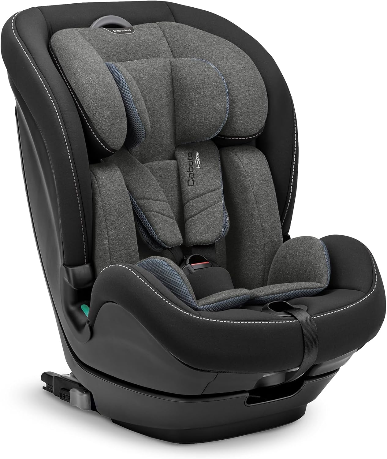 Inglesina Caboto i-Size Silla de Coche para Niños de 76-150 cm (15 Meses a 12 Años aprox.), Instalación con Cinturón de Seguridad, Ajuste de Altura en 9 Posiciones, Color Vulcan Black-Havenmyhut
