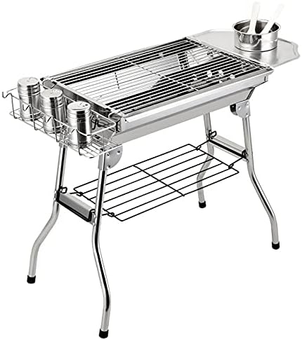 Parrilla de Barbacoa de Acero Inoxidable Plegable y Portátil para Exteriores, Carbón, Cocina al Aire Libre y Picnic-Havenmyhut