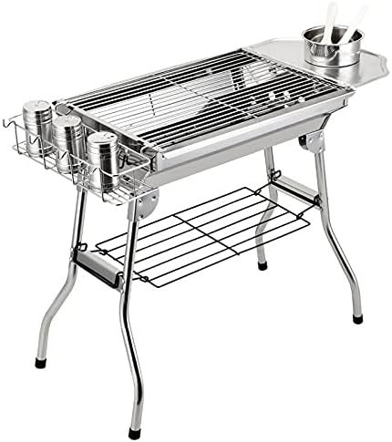 Parrilla de Barbacoa de Acero Inoxidable Plegable y Portátil para Exteriores, Carbón, Cocina al Aire Libre y Picnic-Havenmyhut