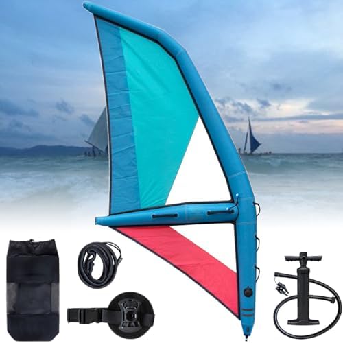 Vela Inflable para Tabla de Paddle Surf con Base Giratoria 360°, Accesorio de Vela para SUP con Bomba de Inflado, Sistema de Navegación para Actividades de Viento y Surf-Havenmyhut