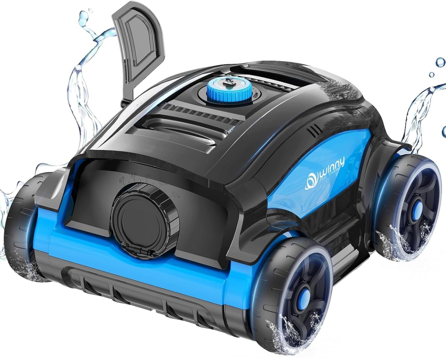WINNY Pool Cleaner WY1103 Robot Limpiafondos Piscina Inalámbrico, Autonomía 120 Minutos, Doble Motor, Filtro 180 Micras, LED Indicador, Auto Estacionamiento, para Piscinas hasta 120 m², Negro Azul-Havenmyhut