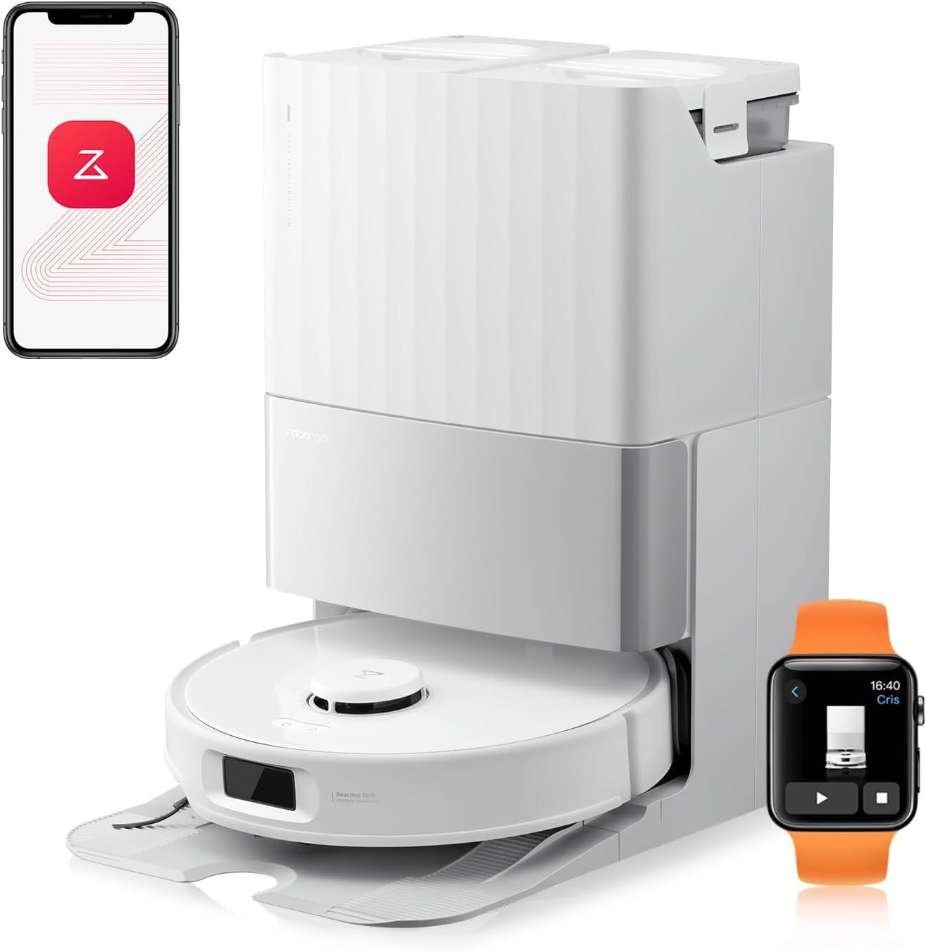 Roborock Qrevo Edge S5A Robot Aspirador y Fregasuelos con Base Multifunción, Succión 18500 Pa, Sistema Antienredos, FlexiArm Cepillo Lateral y Mopa, Lavado con Agua Caliente, Autolimpieza y Secado con Aire Caliente, Control por App, Blanco-Havenmyhut