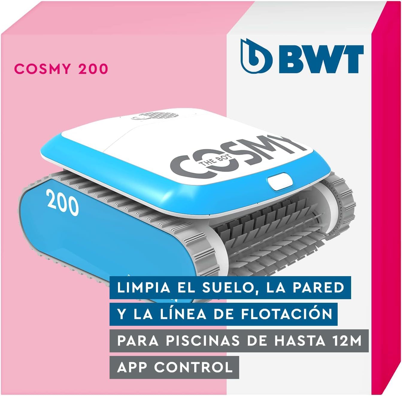 BWT Cosmy 200 Robot Limpiafondos para Piscina con Control por App, Limpieza de Suelo, Paredes y Línea de Flotación, Diseño Ligero y Compacto, Cable de 10 m, Tecnología On-Board, Blue Lagoon-Havenmyhut