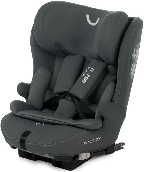 Nurse Roady i-Size Silla de Coche Evolutiva con ISOFIX y Top Tether, a Contramarcha y Cara a la Marcha, para Niños de 76-150 cm (hasta 36 kg), Arnés de 5 Puntos, Color Gris-Havenmyhut