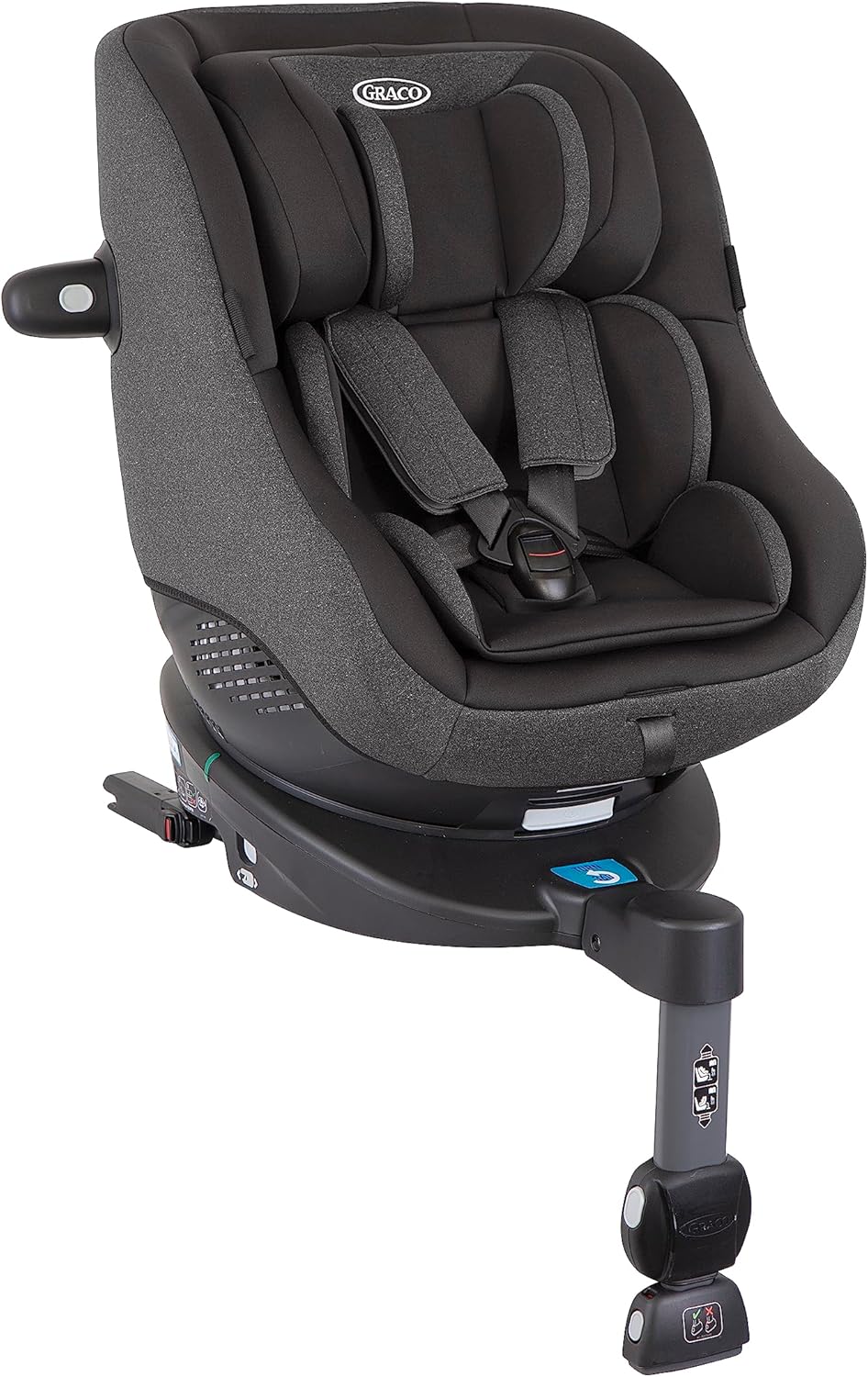 GRACO Turn2Me i-Size R129 Silla de Coche Giratoria 360° con ISOFIX, a Contramarcha y a Favor de la Marcha, para Niños de 40-105 cm (Desde el Nacimiento hasta 4 Años aprox., Máx. 18 kg), Arnés de 5 Puntos, Color Heather-Havenmyhut