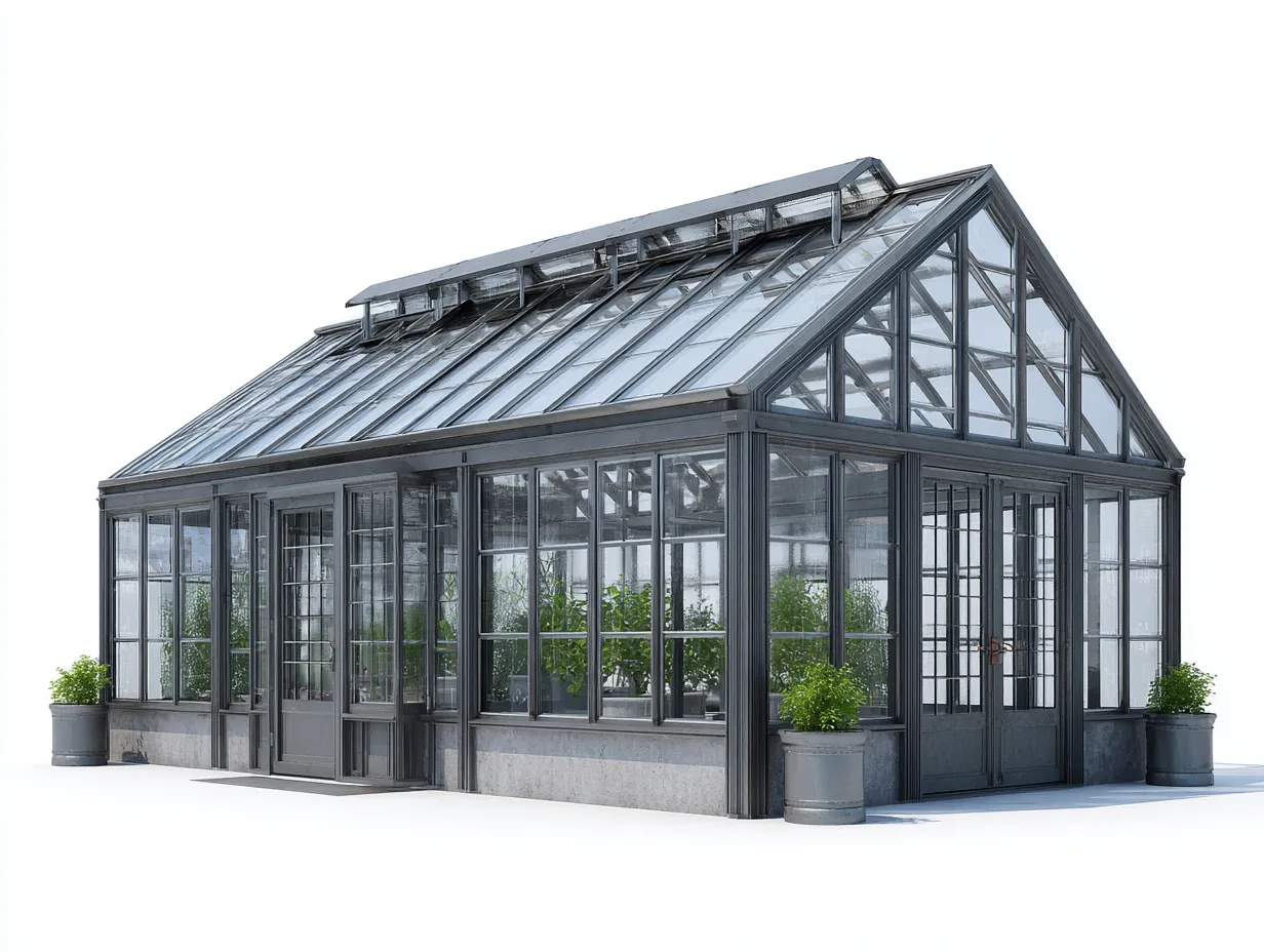 Invernadero de jardín con estructura metálica y paneles de vidrio 300x250x260 cm - gris - diseño clásico para exterior-Cozyupden