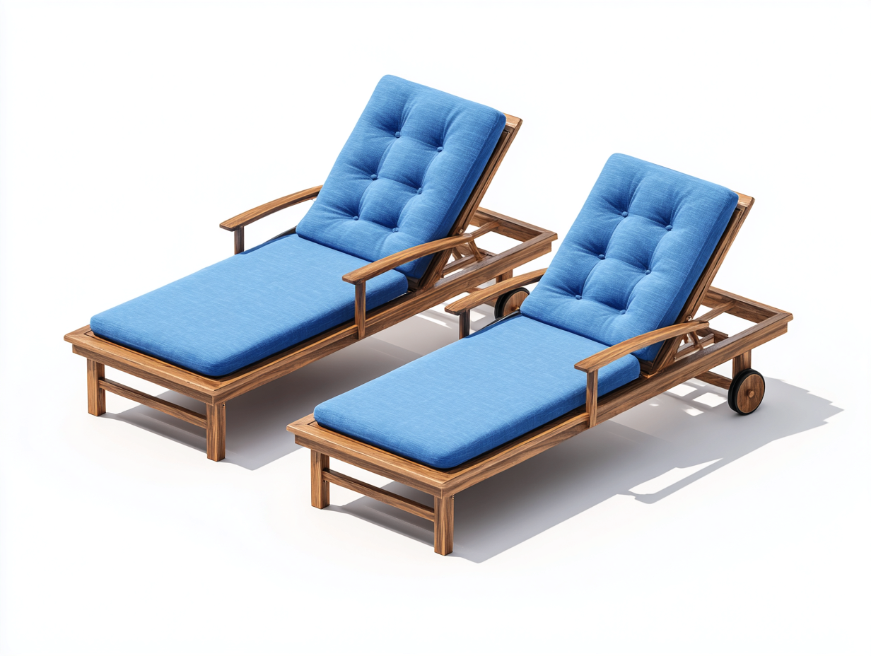 Tumbona de exterior de madera con cojines 200x70x85 cm - azul y madera natural - diseño moderno para jardín-Cozyupden