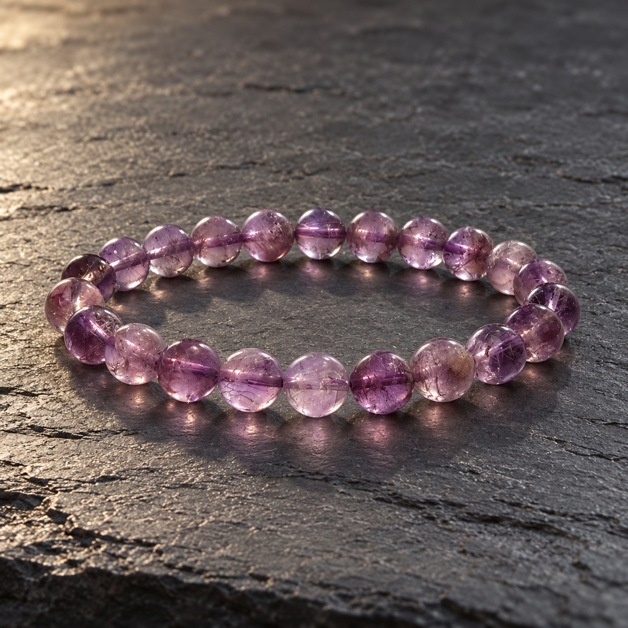 Purple Rabbit Hair Crystal Bracelet — side view