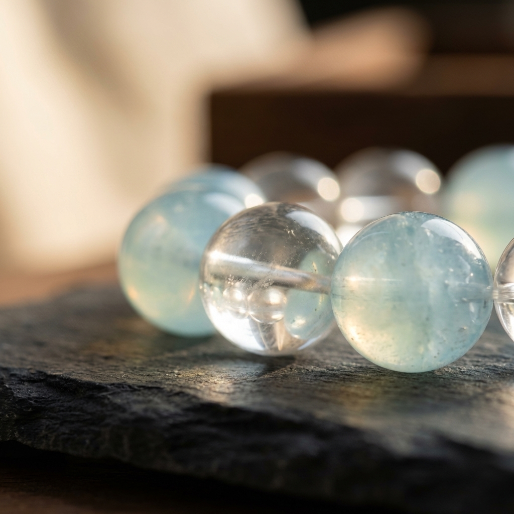 Aquamarine bead macro