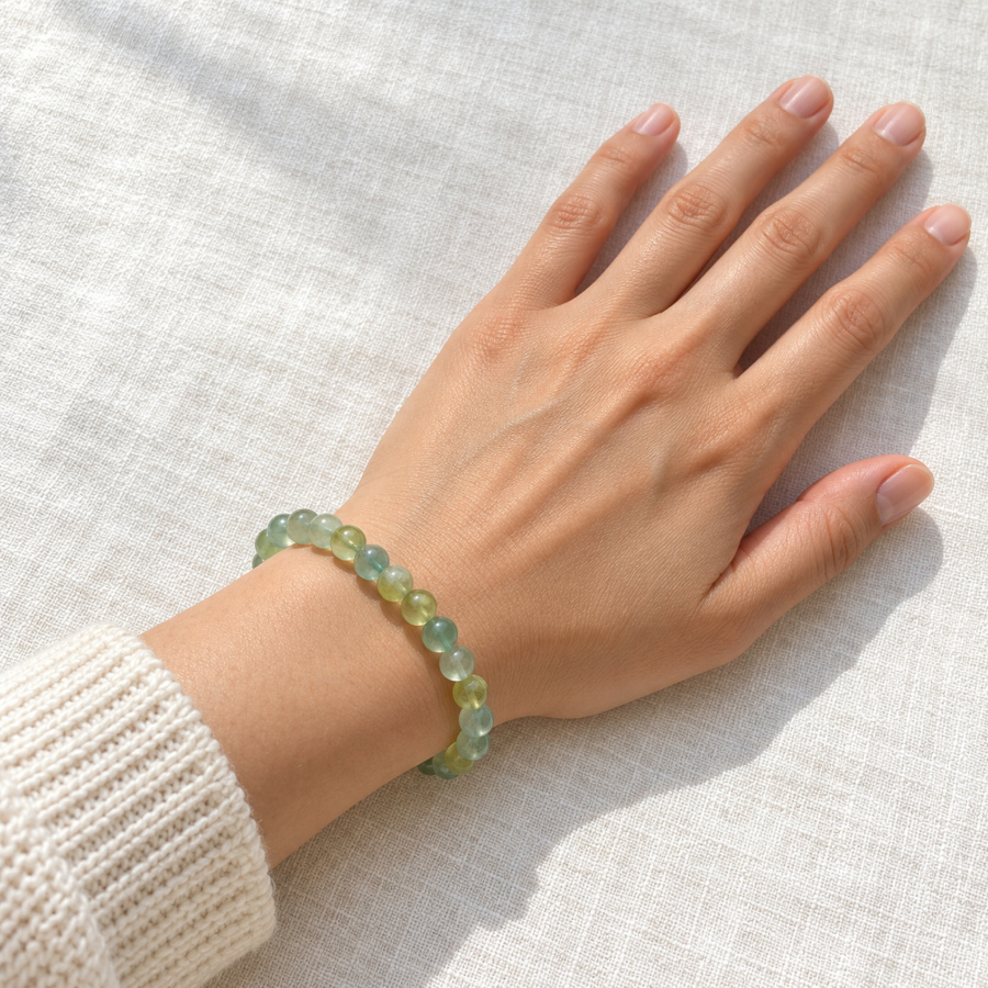 Prehnite Bracelet — on the wrist