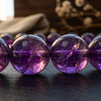 Amethyst detail illustration for bracelet care