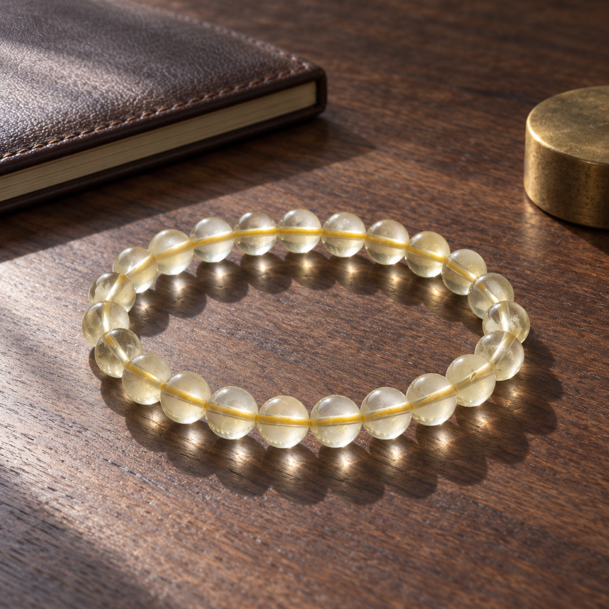 Milky Yellow Crystal Bracelet — styled scene
