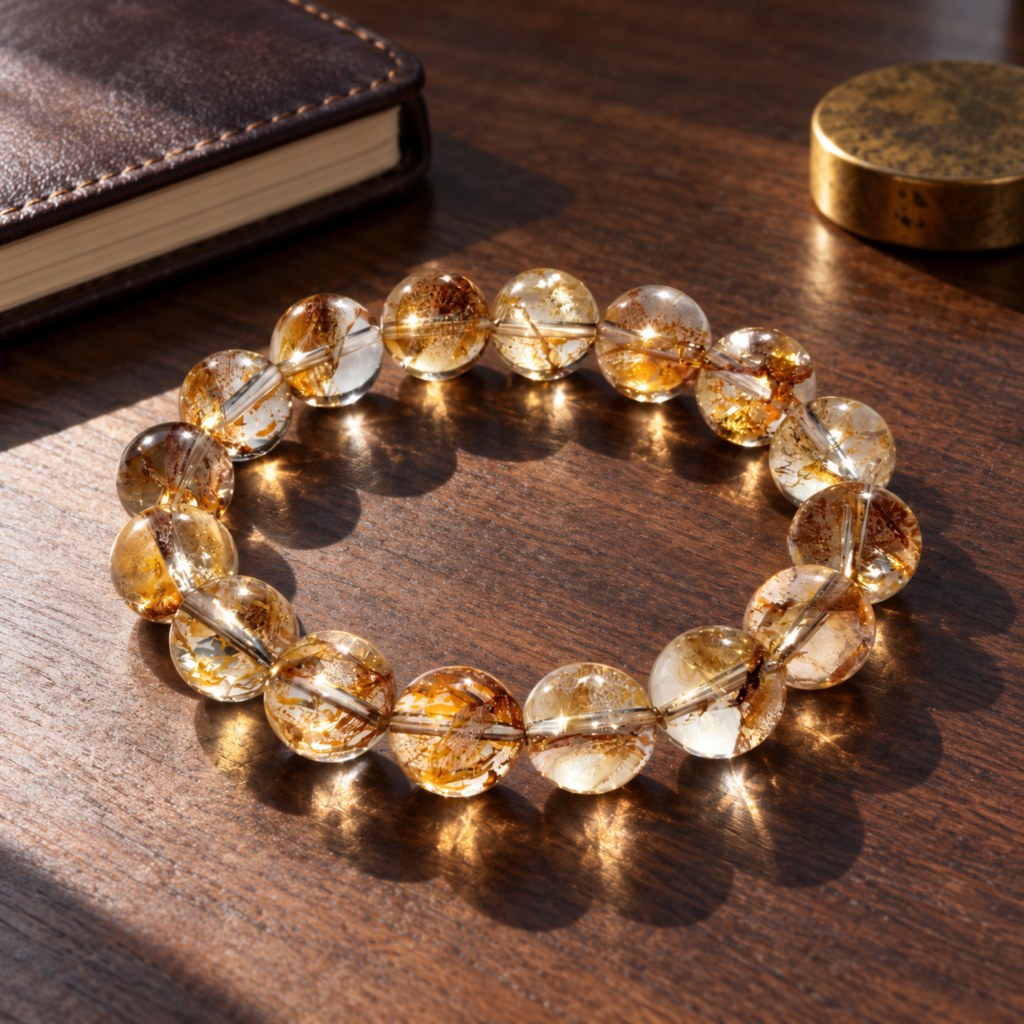 Gold Foil Quartz Bracelet — styled scene