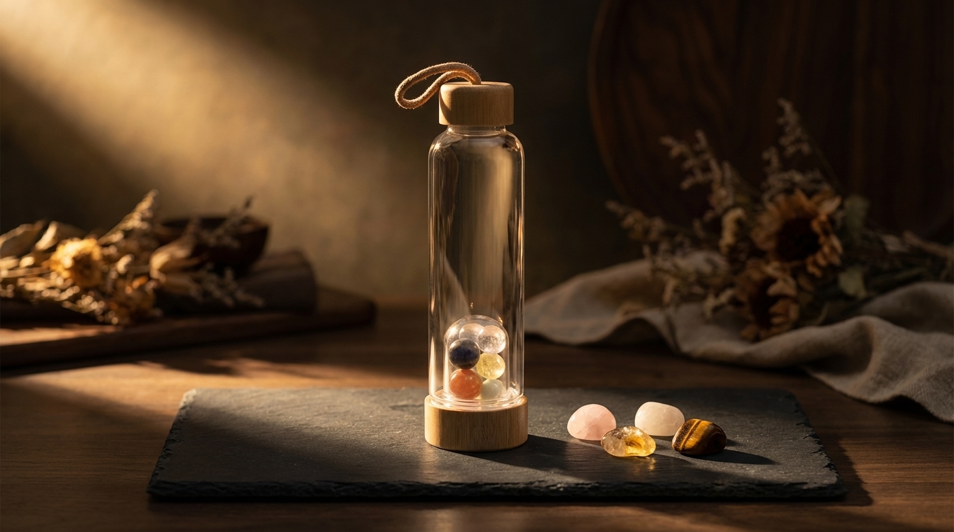 Crystal elixir bottle with specs