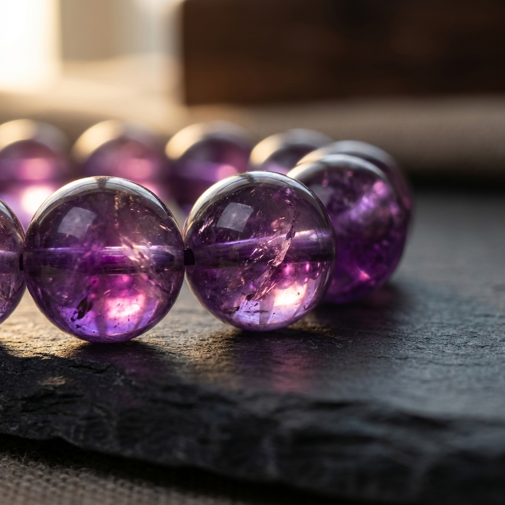 Illustrative view: Uruguayan amethyst bead macro