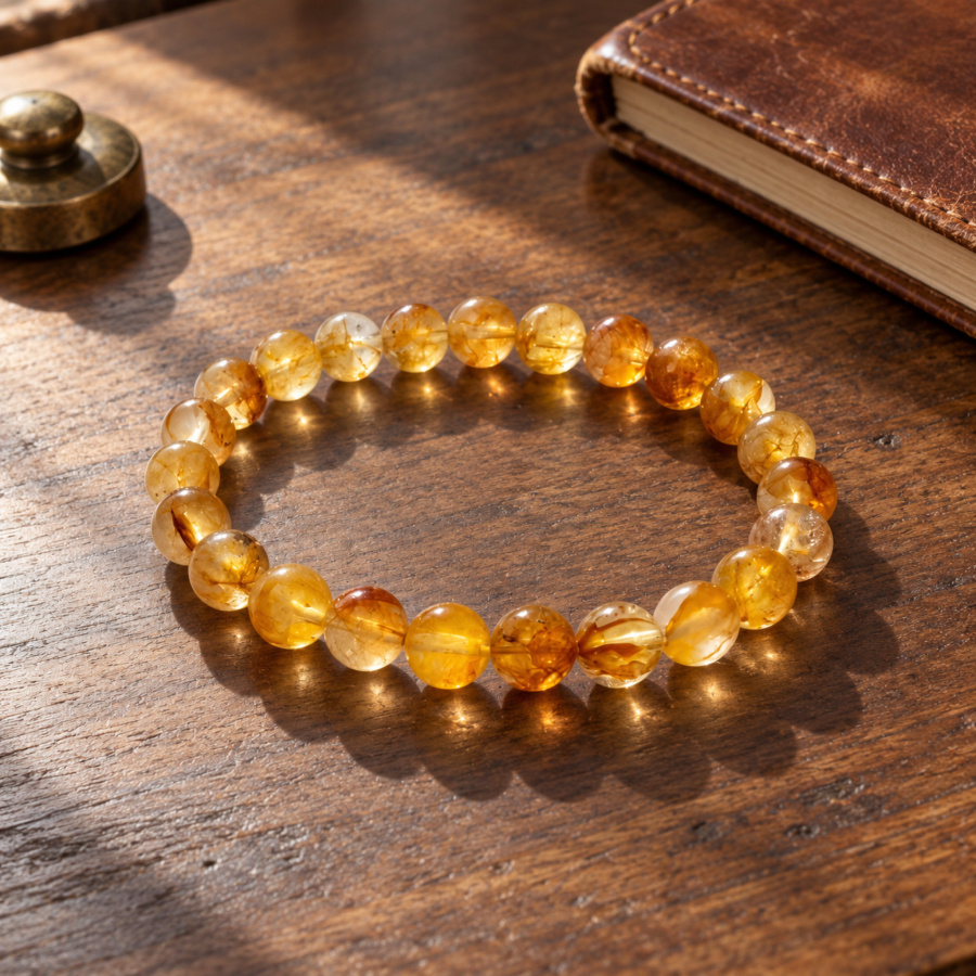 Orange Flower Quartz Bracelet — styled scene