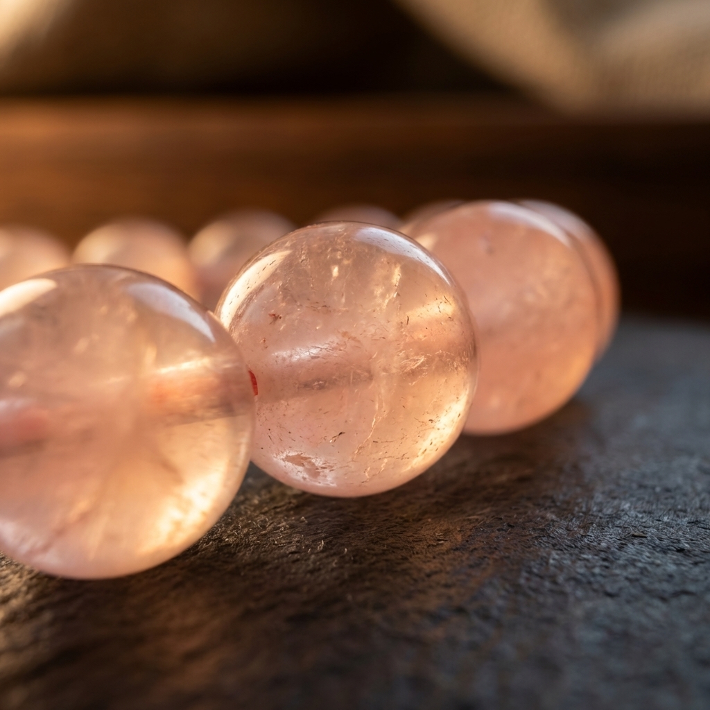 Pink grapefruit crystal bead macro