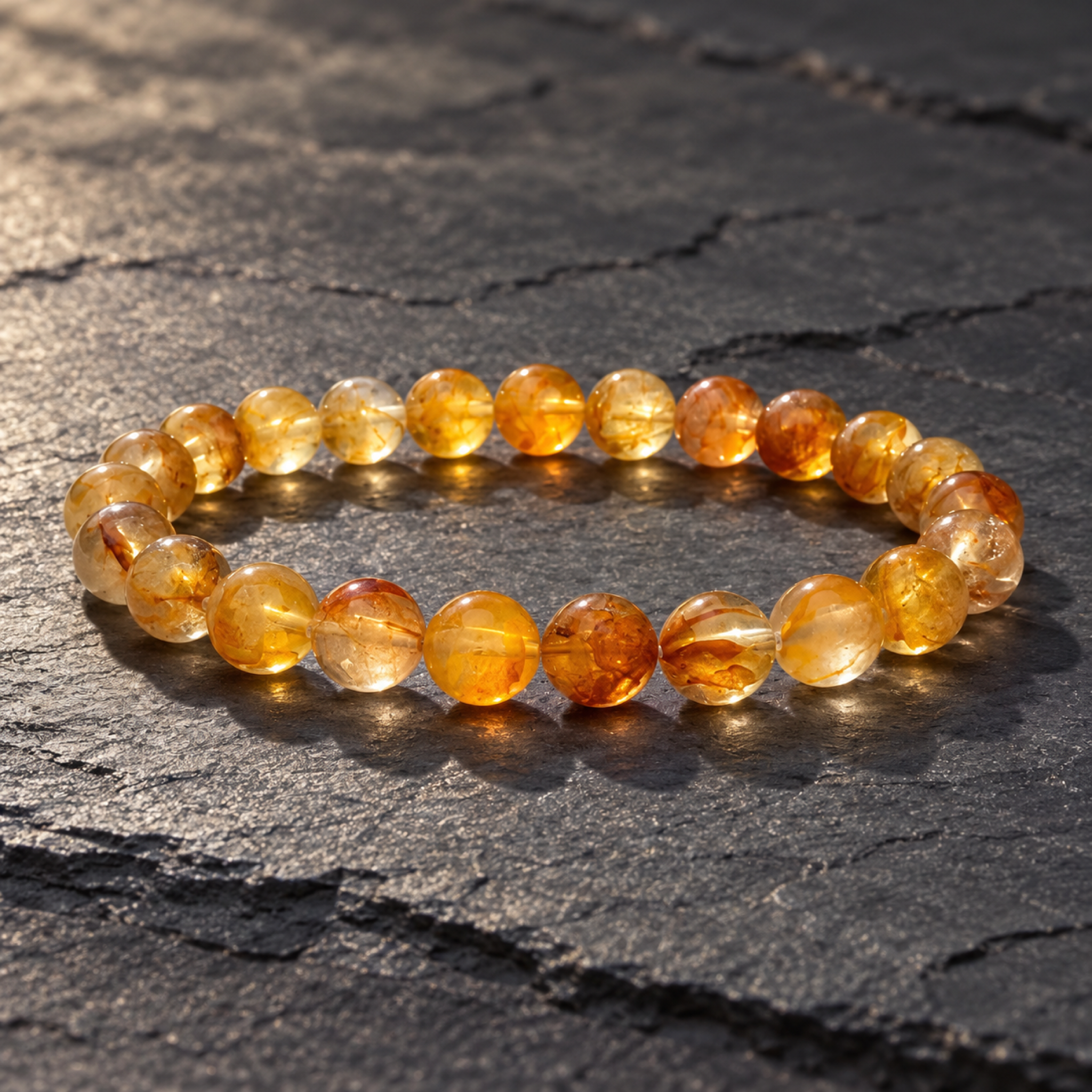 Orange Flower Quartz Bracelet — side view