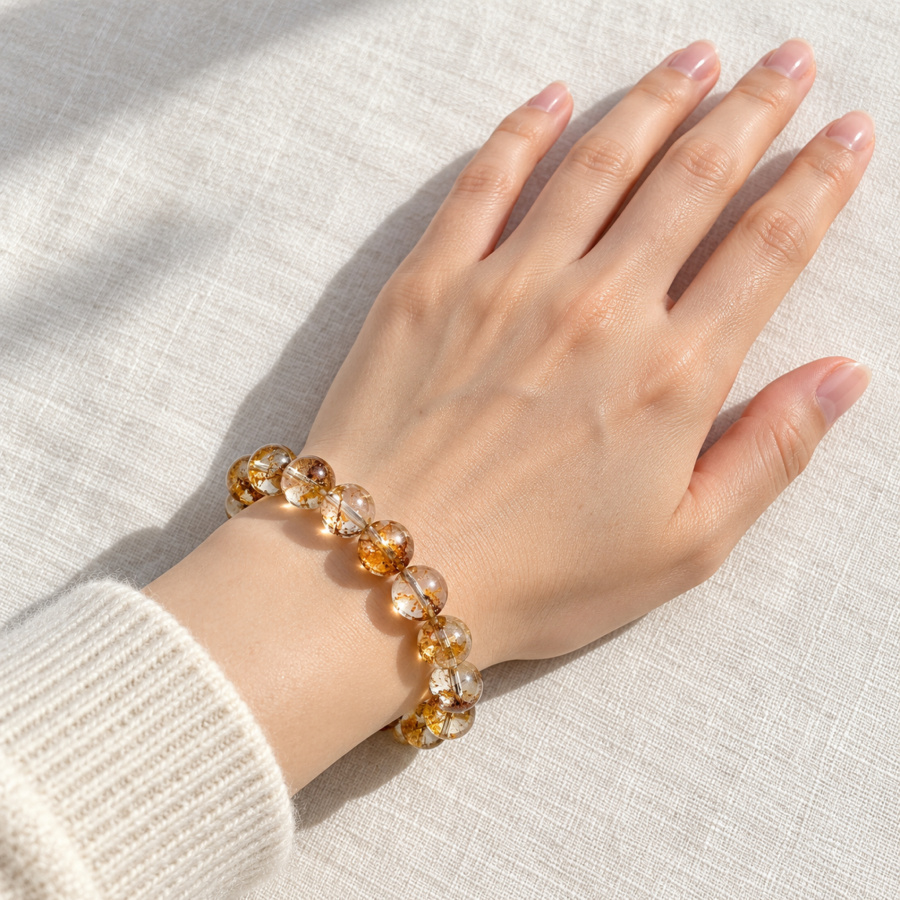 Gold Foil Quartz Bracelet — on the wrist