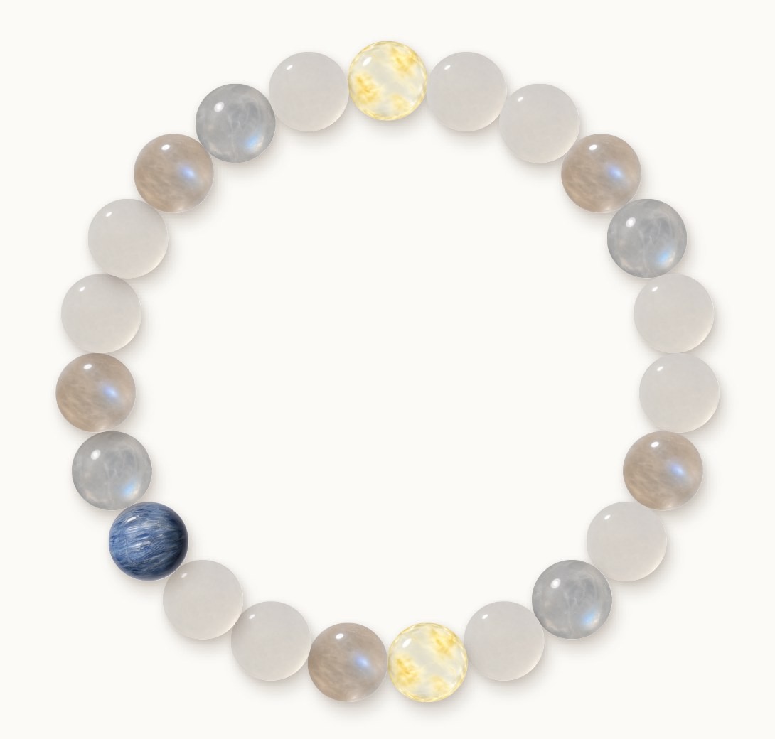 An example Studio design from birth details: a ring of 23 pale and blue beads