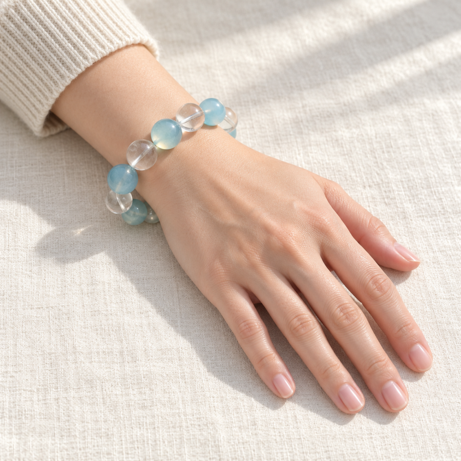 Aquamarine Bracelet — on the wrist