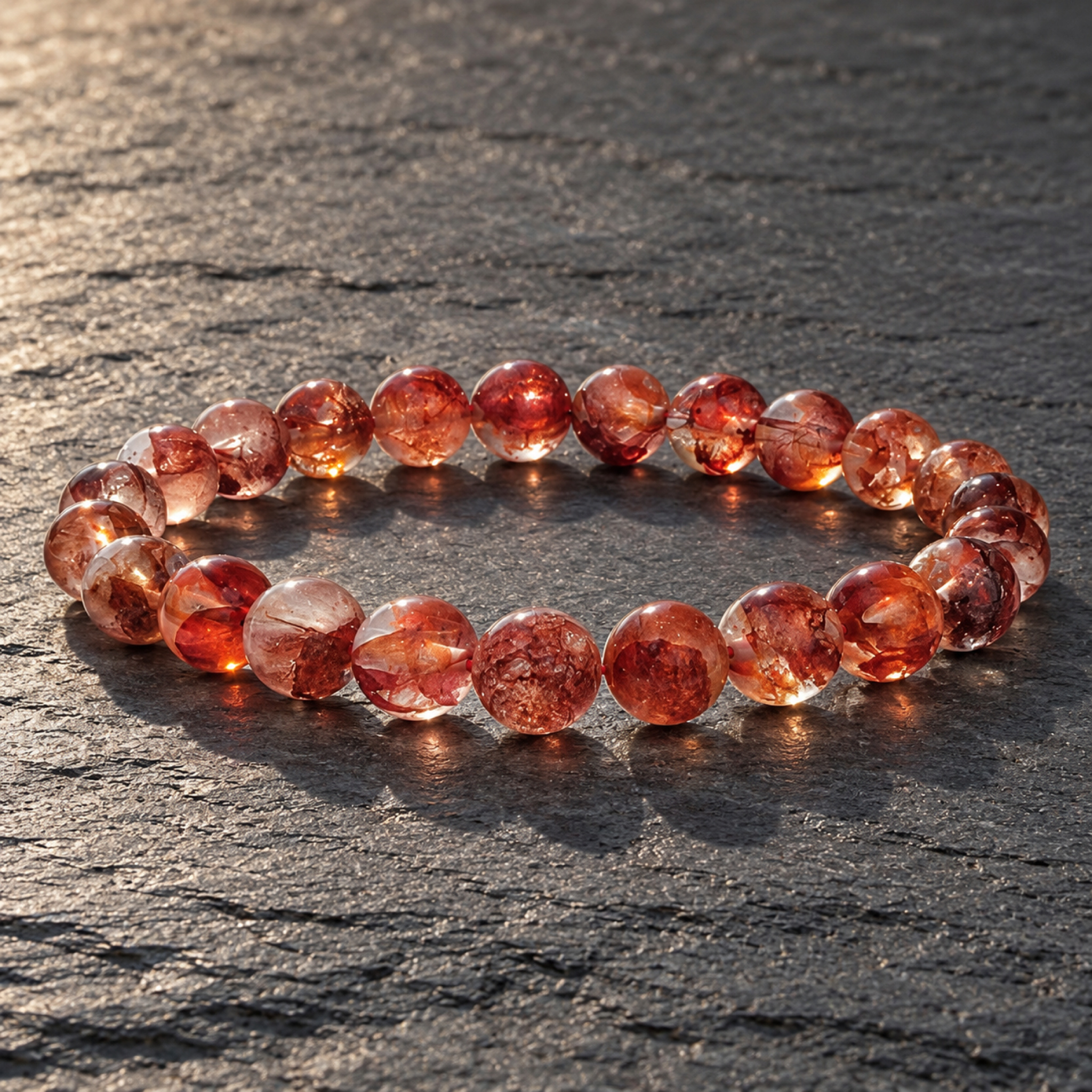 Red Flower Quartz Bracelet — side view