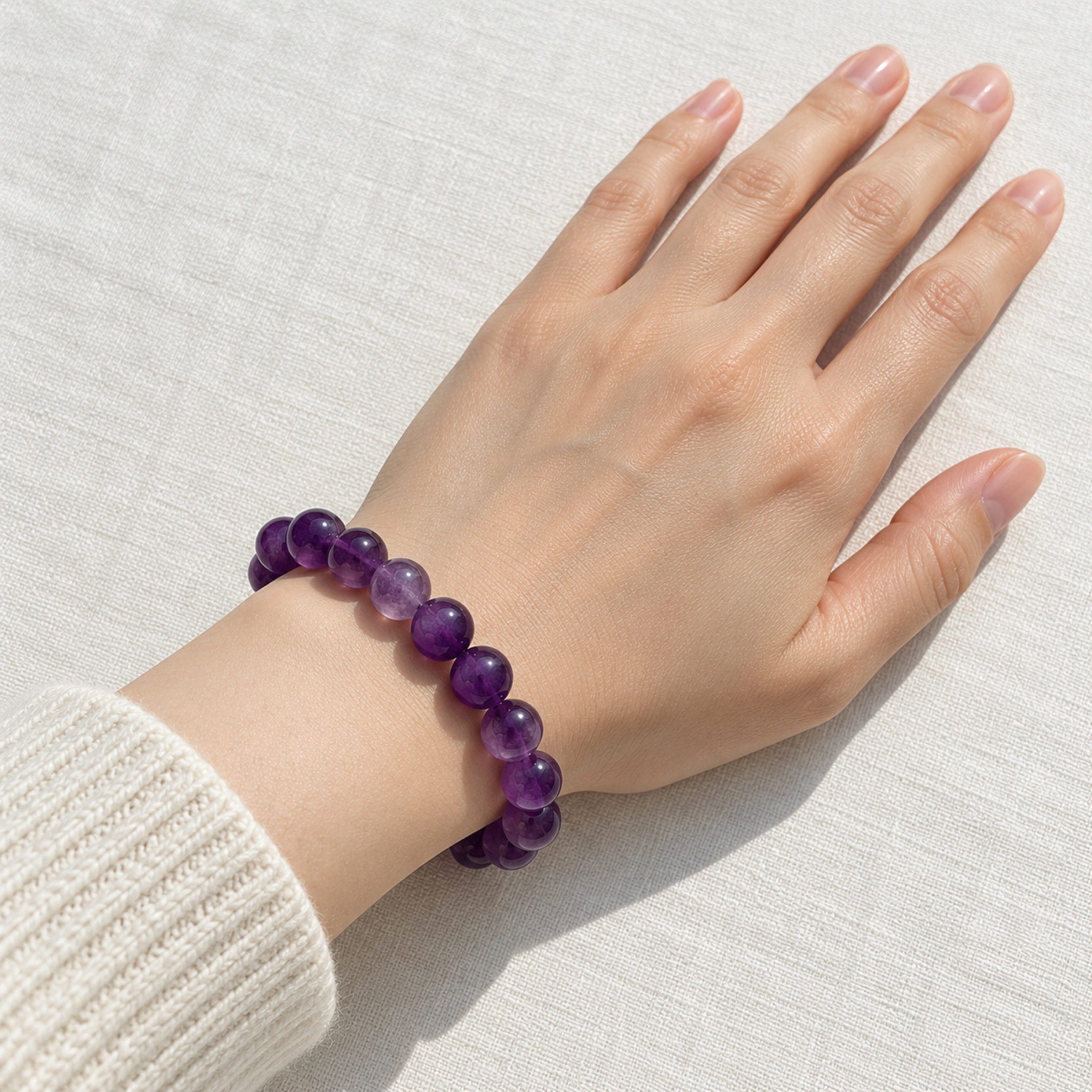 Amethyst Bracelet — on the wrist