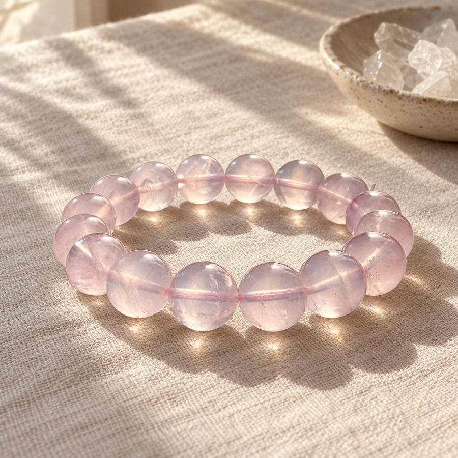 Rose Quartz Bracelet — styled scene