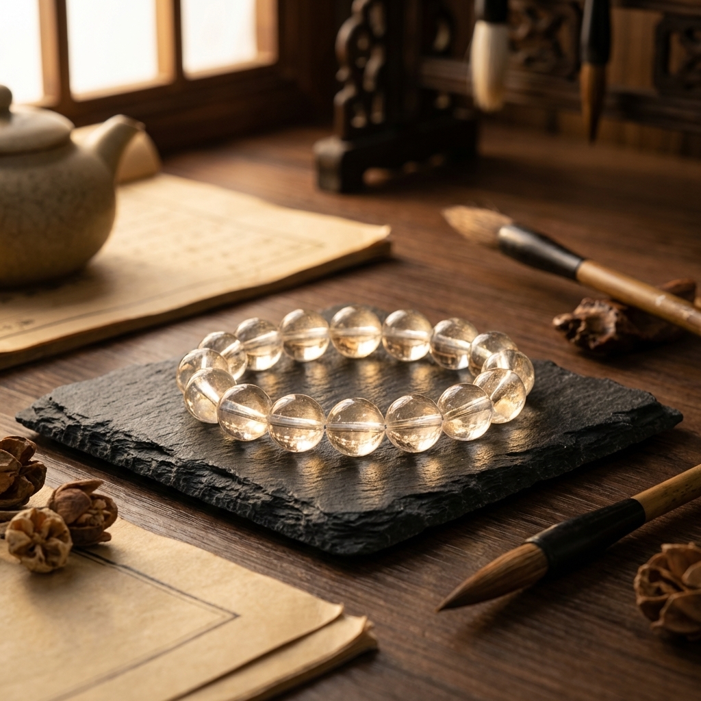 White Azeztulite Bracelet · 14mm