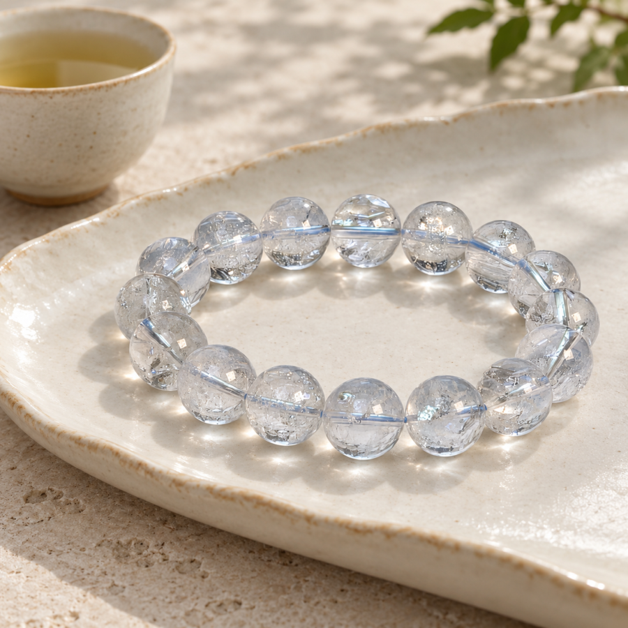 White Quartz Bracelet — styled scene