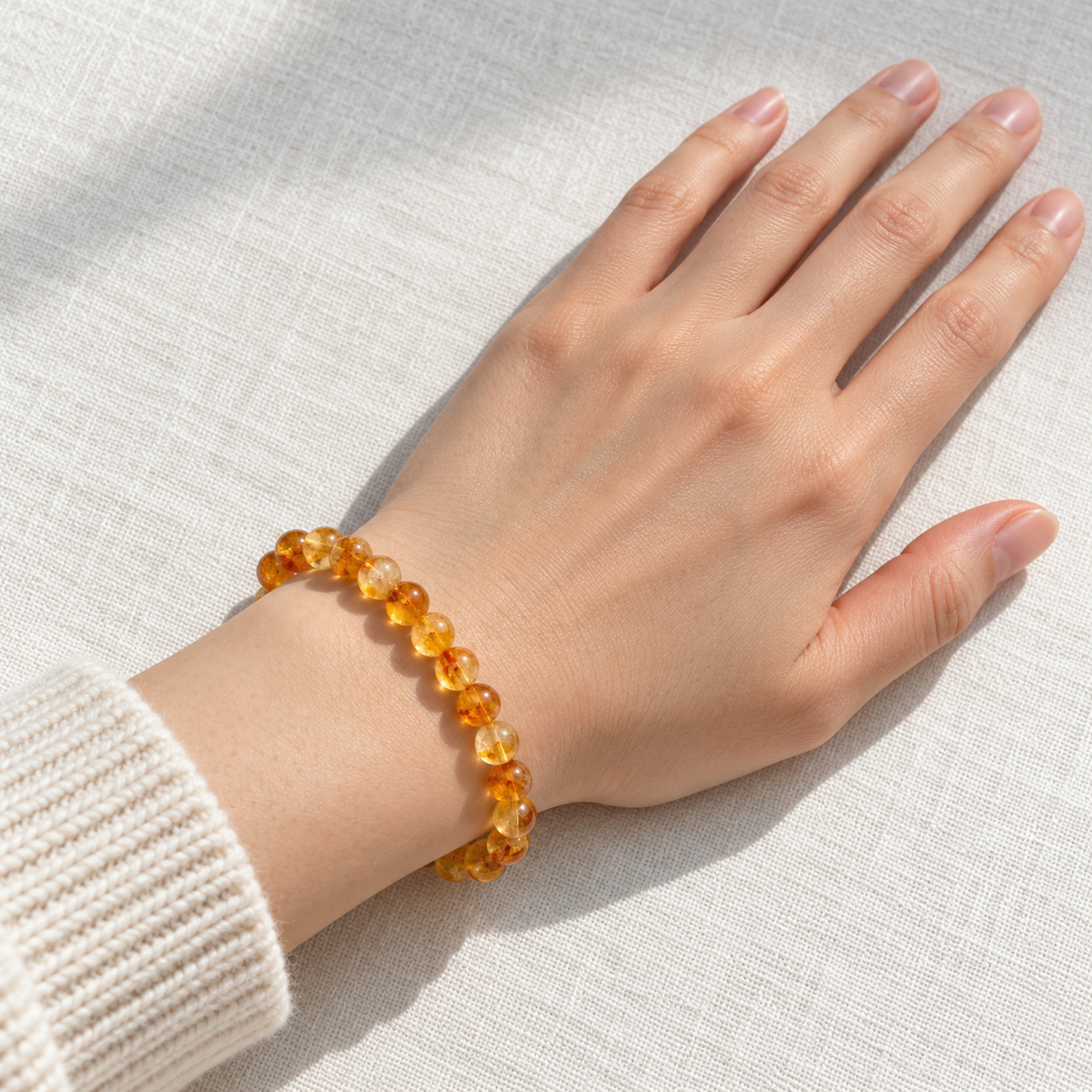 Honey Yellow Crystal Bracelet — on the wrist