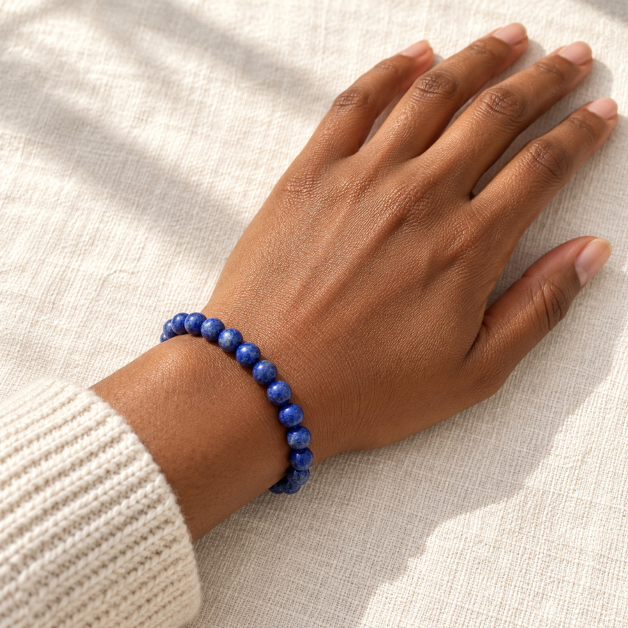 Lapis Lazuli Bracelet — on the wrist