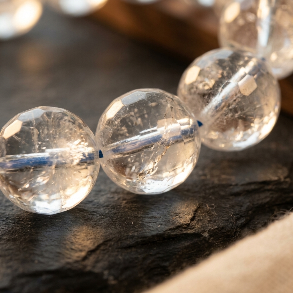 White azeztulite bead macro