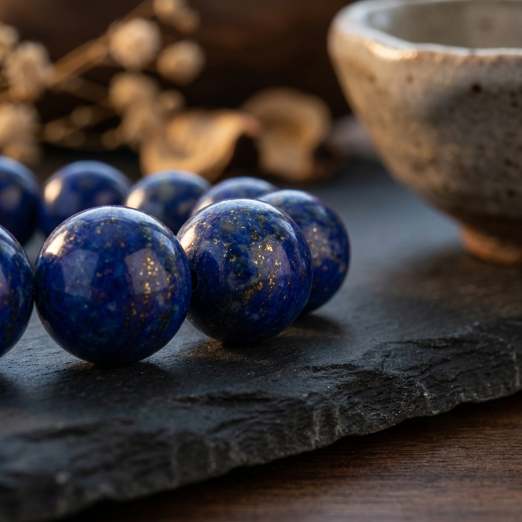 Lapis lazuli bead macro
