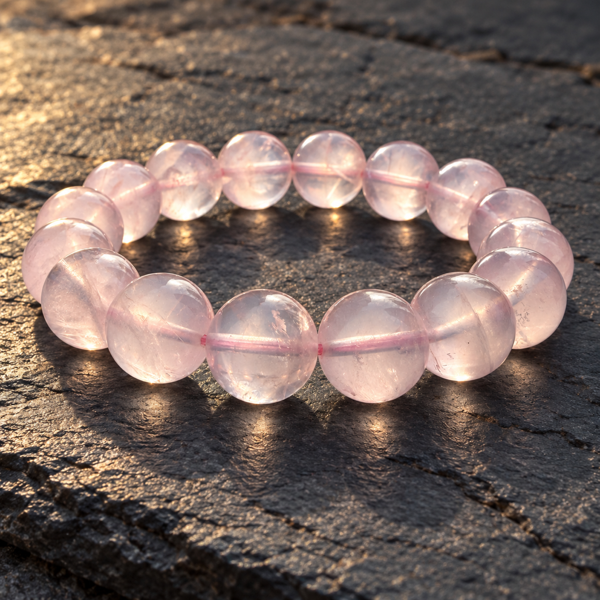 Rose Quartz Bracelet — side view