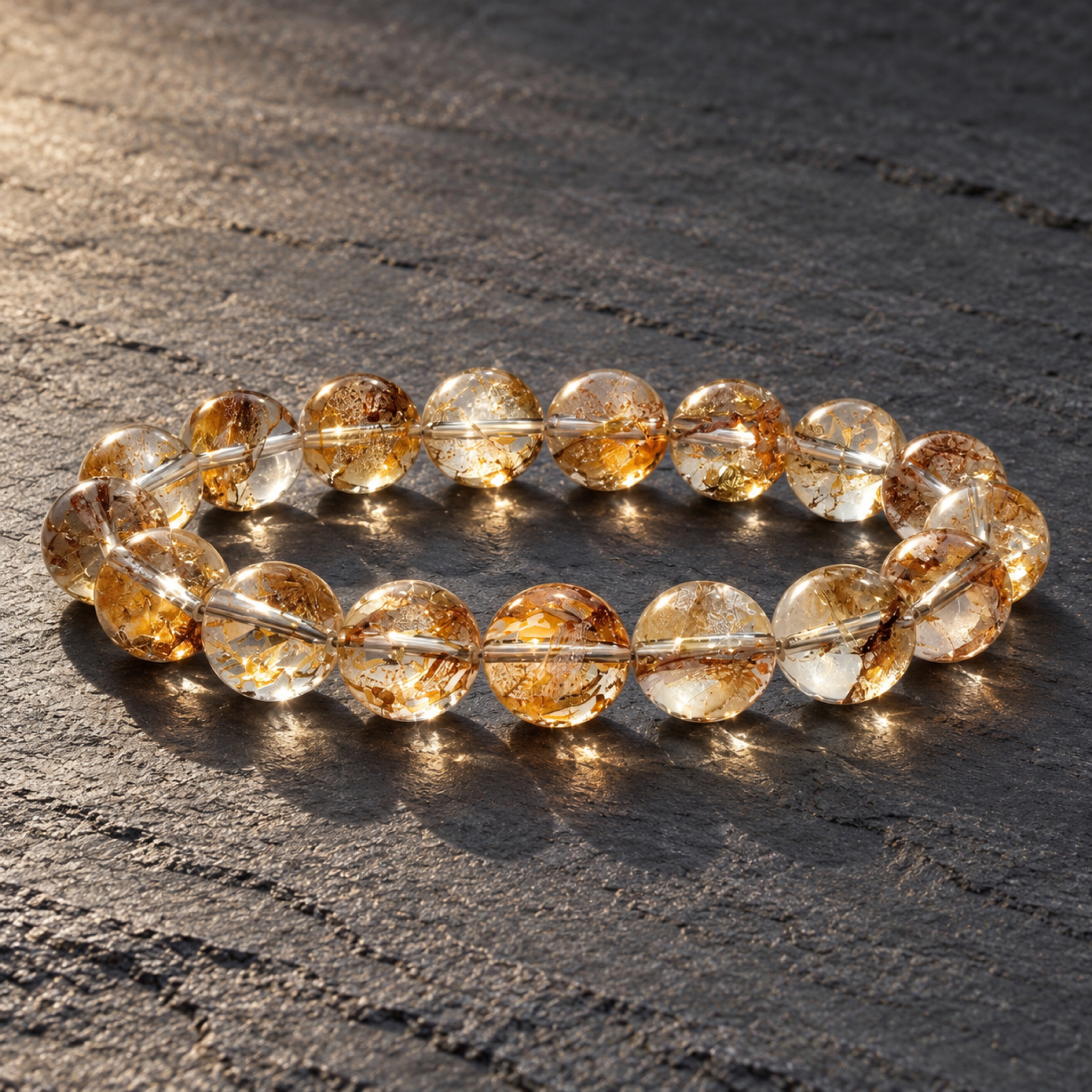 Gold Foil Quartz Bracelet — side view