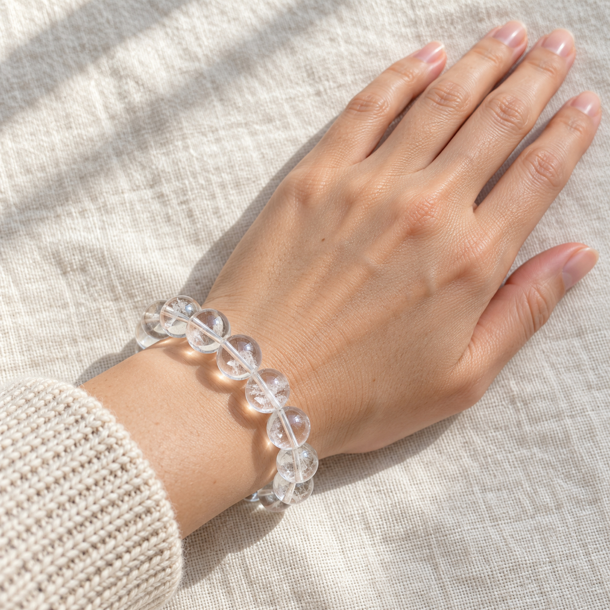Clear Quartz Bracelet — on the wrist
