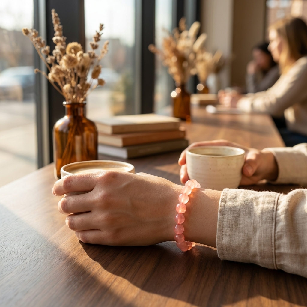 Pink Grapefruit Crystal Bracelet · 7.5mm